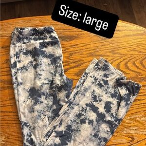 Blue and White Tie-Dye Pants - Large